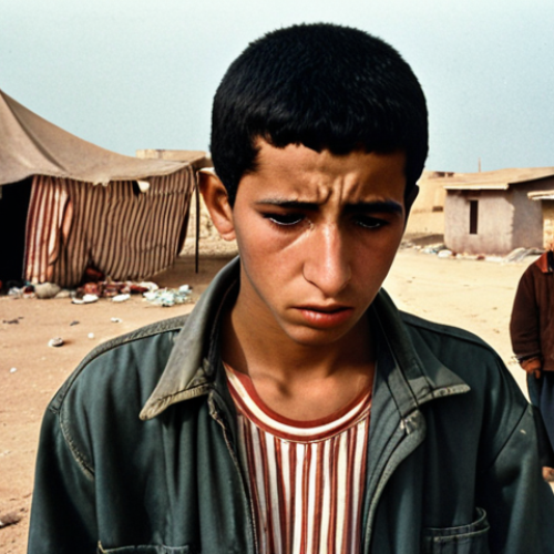 **Image Prompt:** A somber scene depicting Algerian youth facing unemployment amidst a backdrop of economic hardship in the late 1980s/early 1990s. The focus should be on their disillusionment and lack of opportunity.